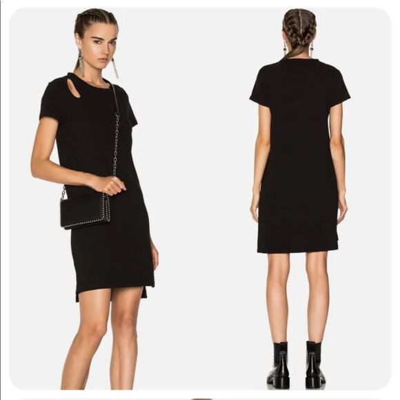 T BY ALEXANDER WANG | Asymmetrical Cutout Black T-Shirt Dress Women’s Size Small - Picture 1 of 10